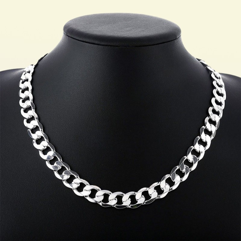 Factory Curb Cuban Mens Necklace Chain 925 Silver Necklaces for Men Woman Fashion Jewelry 46810mm Feast and Party Costume