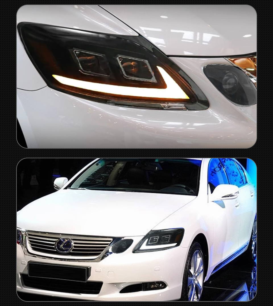Car Styling for Lexus GS350 Headlight LED 2004-2011 GS300 LED Lens DRL Flow Turn Signal Head Lamp Accembly