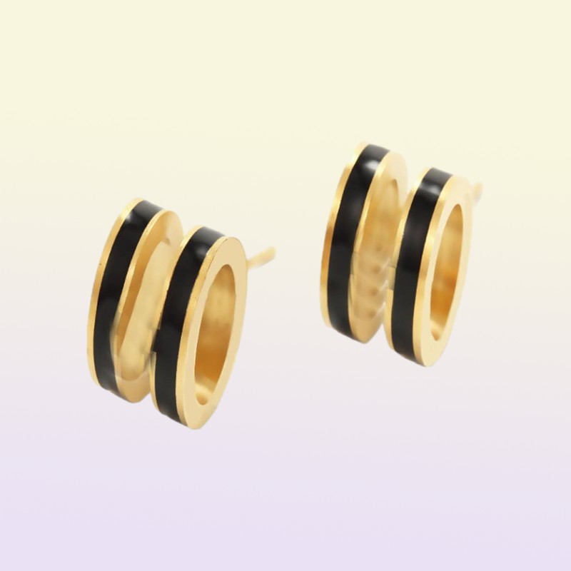 Fashion Enamel Stud Earrings Stainless Steel Earring Women Fashion Men Rings Unisex Jewelry Accessories