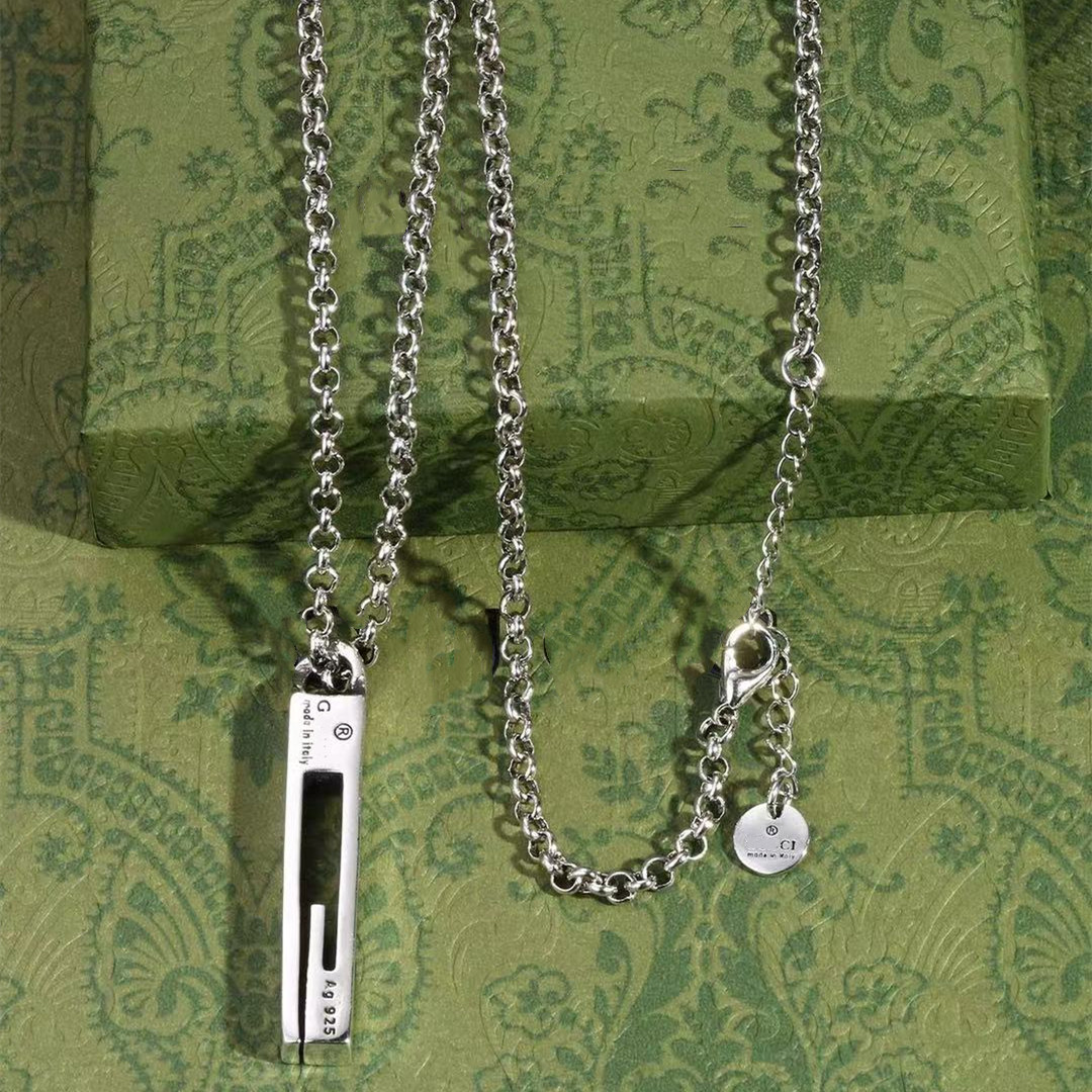 High Quality Silver-plated Necklace New Product Necklace Classic Rectangular Three-dimensional Necklace Jewelry Supply Wholesale