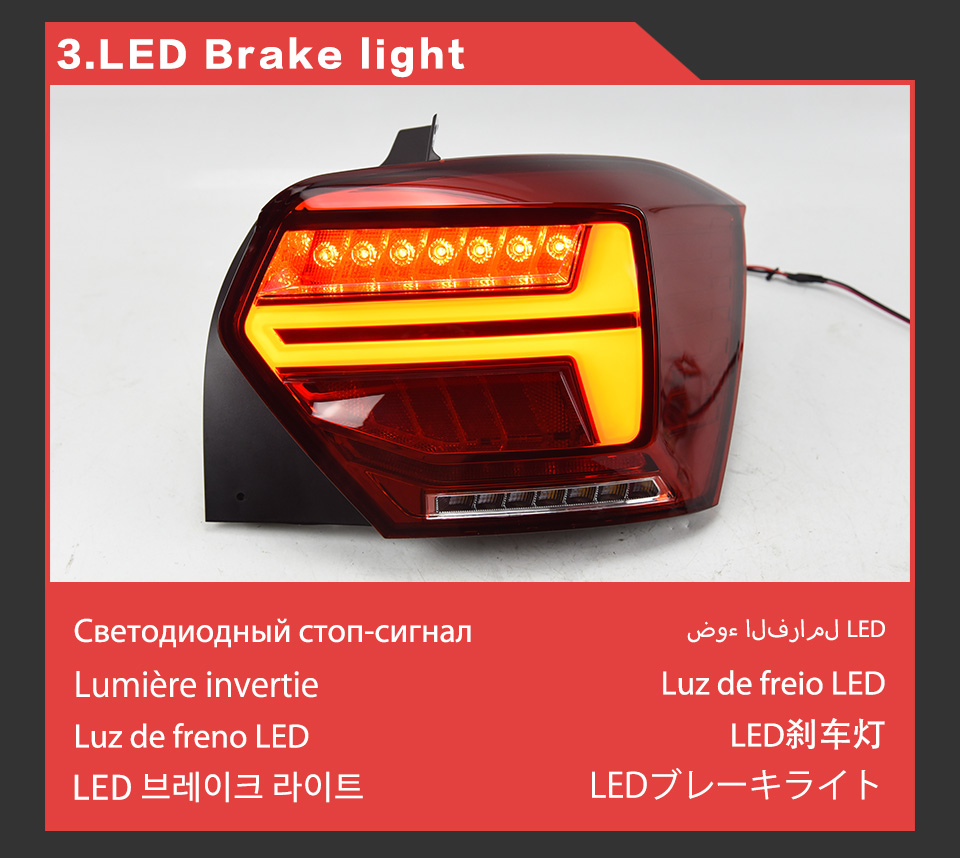 Car Tail Lamp for VW Polo LED Taillight 2019-2021 Rear Running Brake Fog Turn Signal Light Automotive Accessories