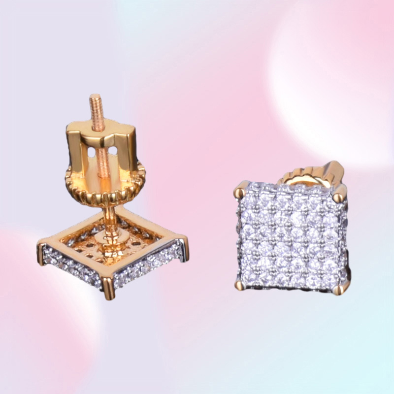 Earrings Jewelry Fashion Women Mens Earrings Hip Hop Diamond Stud Earings Iced Out Bling CZ Rock Punk Round Wedding Gift268N