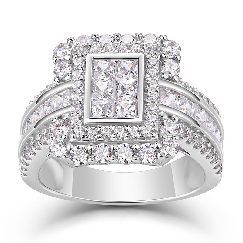 Exquisite 2024 Princess Cut CZ Dia Wedding Ring Sterg Sier Jewelry for Women Perfect Bridal Gift