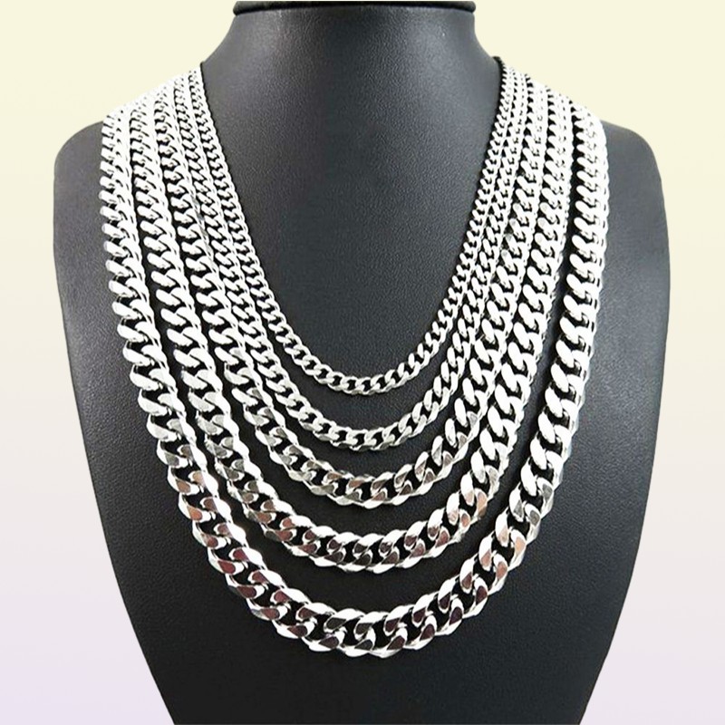 Factory Curb Cuban Mens Necklace Chain 925 Silver Necklaces for Men Woman Fashion Jewelry 46810mm Feast and Party Costume