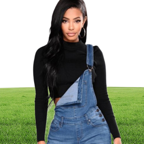 New Women Denim Overalls Ripped Stretch Dungarees High Waist Long Jeans Pencil Pants Rompers Jumpsuit Blue Jeans Jumpsuits j1