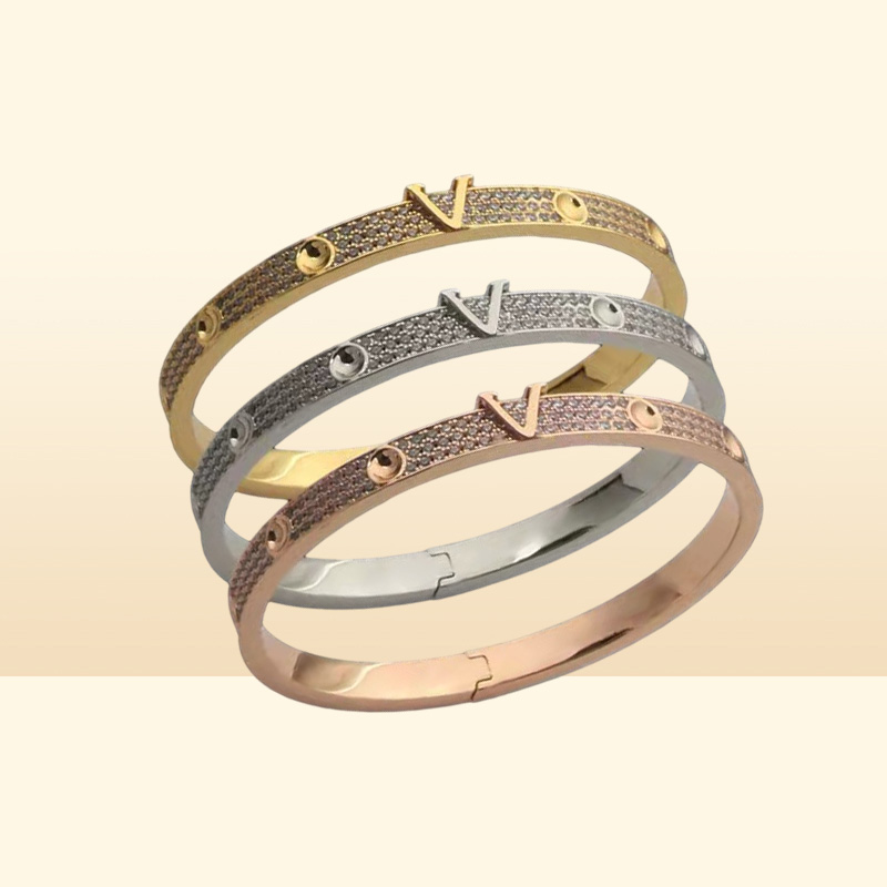 Fashion Luxury Full Diamond Crystal Cuff Bracelet For Women Brand Classic Designer Bracelet High End 316L Stainless Steel Ele