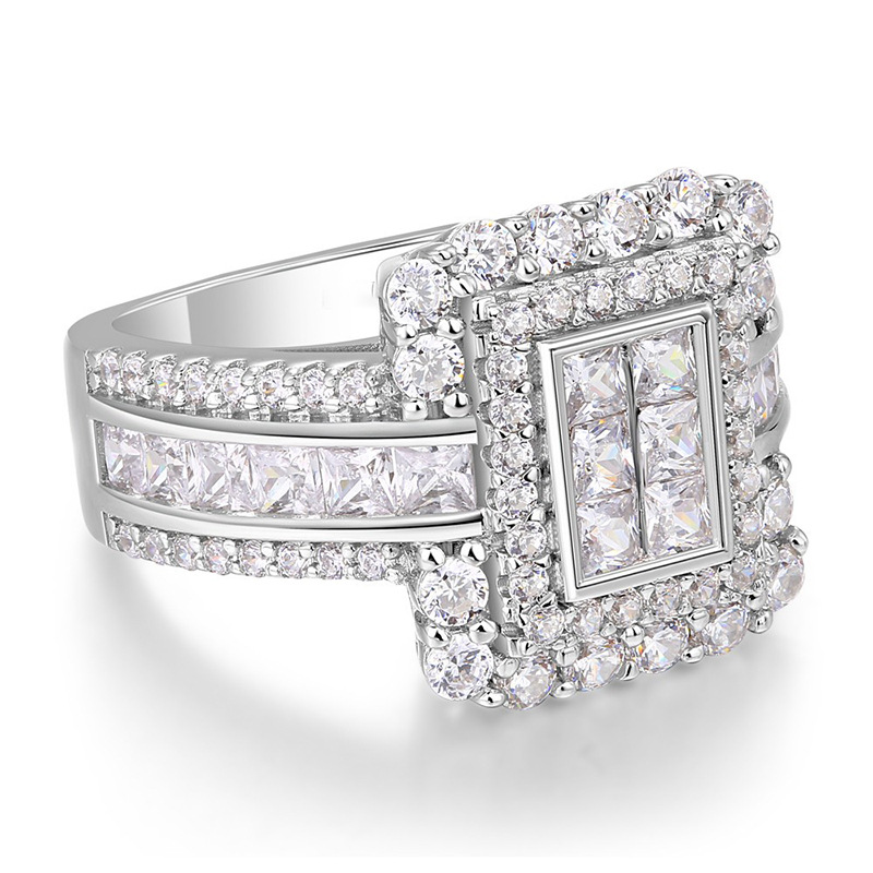 Exquisite 2024 Princess Cut CZ Dia Wedding Ring Sterg Sier Jewelry for Women Perfect Bridal Gift