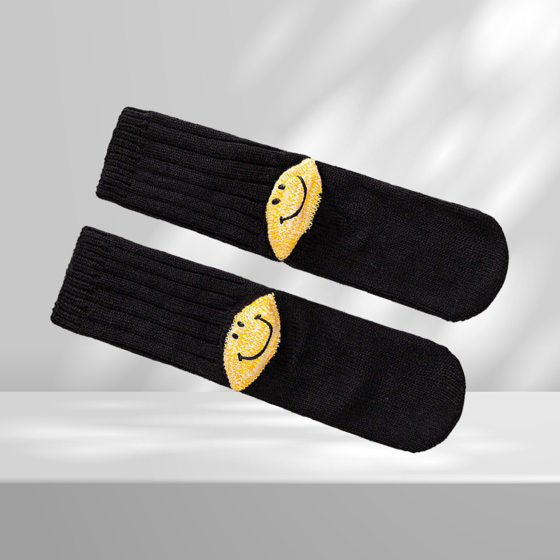 Sports casual Hirata Hehong heel smiling face tide brand Kapital thick thread knitted autumn and winter medium tube socks