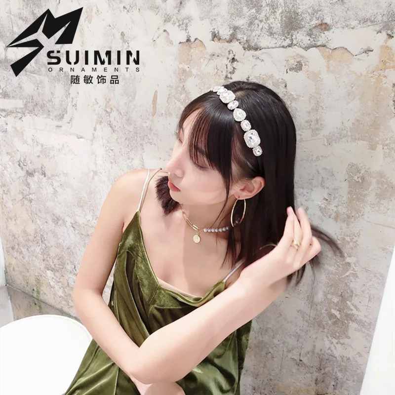 Baroque Rhinestone Headbands Hair Hoops For Women Vintage Colored Shiny Crystal Gem Bridal Hairband Headwear Headband Wholesale 240119