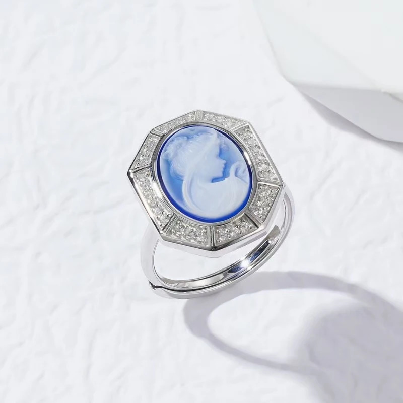 Natural Agate Cameo Jewelry Sets Sterling 925 Silver Shell Pearl Ancient Greek Mythology Zeus Luna Diana for Woman Party Gift 240119