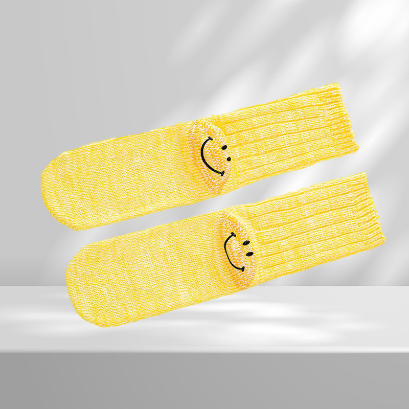 Sports casual Hirata Hehong heel smiling face tide brand Kapital thick thread knitted autumn and winter medium tube socks