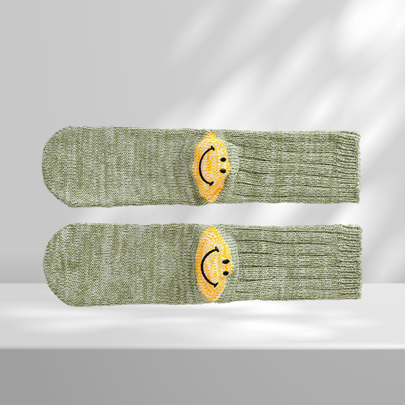 Sports casual Hirata Hehong heel smiling face tide brand Kapital thick thread knitted autumn and winter medium tube socks