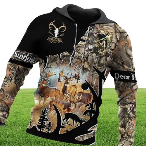 Men039s Hoodies Deer Hunting Men Women Animal 3D Full Print Harajuku Hooded Sweatshirt Casual Fashion Hoodie Coat Drop