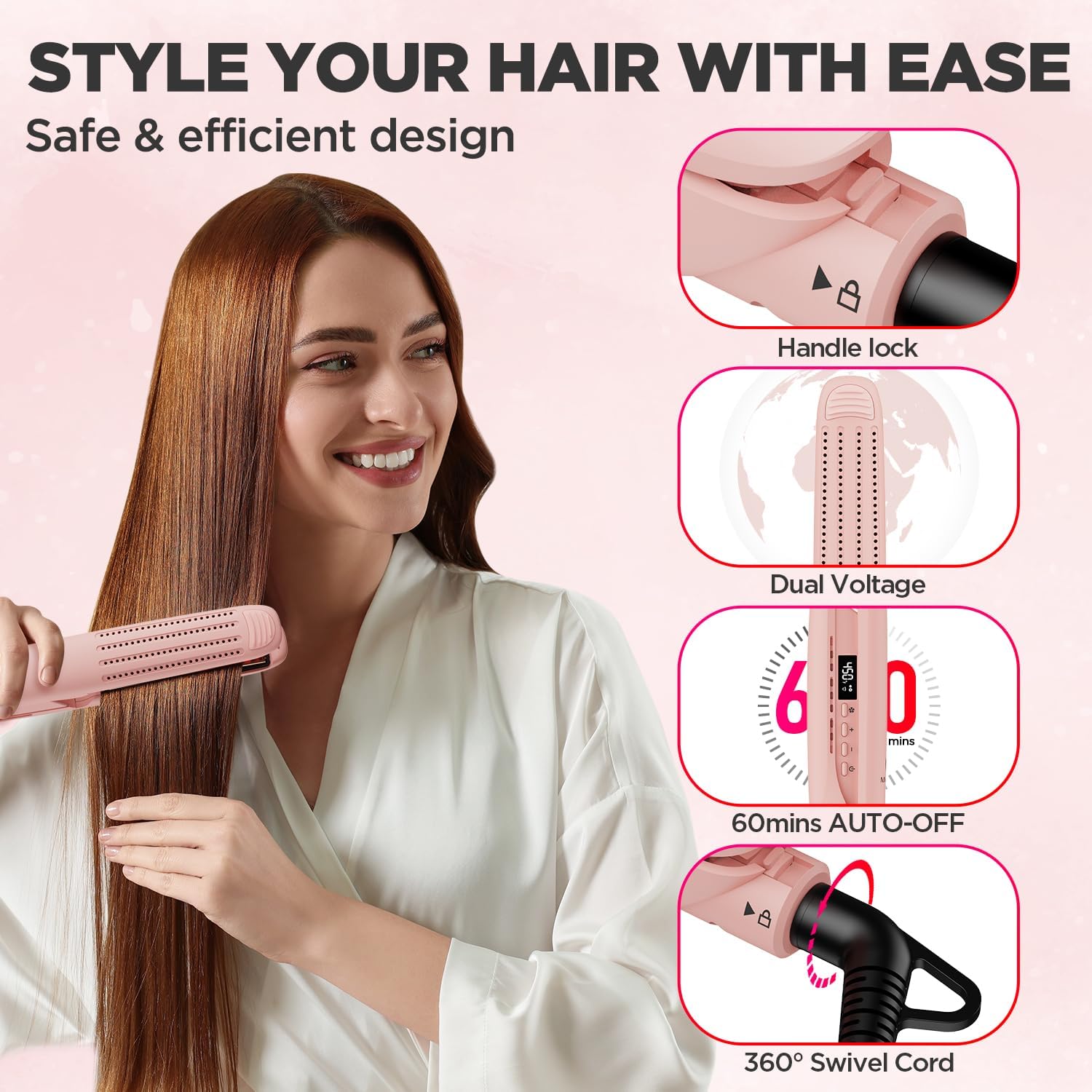 US stock MiroPure 360° Airflow Styler Curler, Titanium Hair Straightener and Curler 2-in-1, Professional Care Wand with Ionic Aroma Cool Air