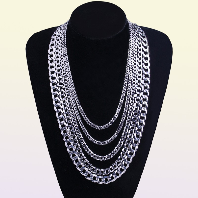 Factory Curb Cuban Mens Necklace Chain 925 Silver Necklaces for Men Woman Fashion Jewelry 46810mm Feast and Party Costume