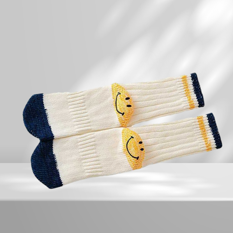 Sports casual Hirata Hehong heel smiling face tide brand Kapital thick thread knitted autumn and winter medium tube socks