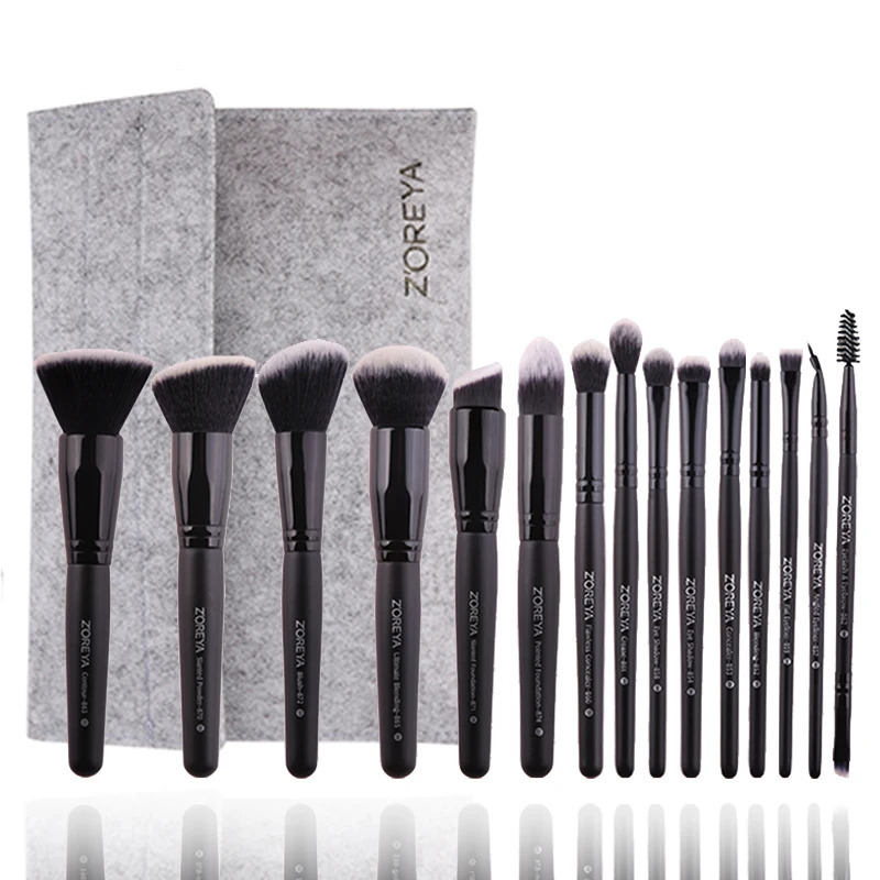ZOREYA 715pcs Black Makeup Brushes Set Eye Shadow Powder Foundation Concealer Cosmetic Brush Makeup Blending Beauty Tools 240118