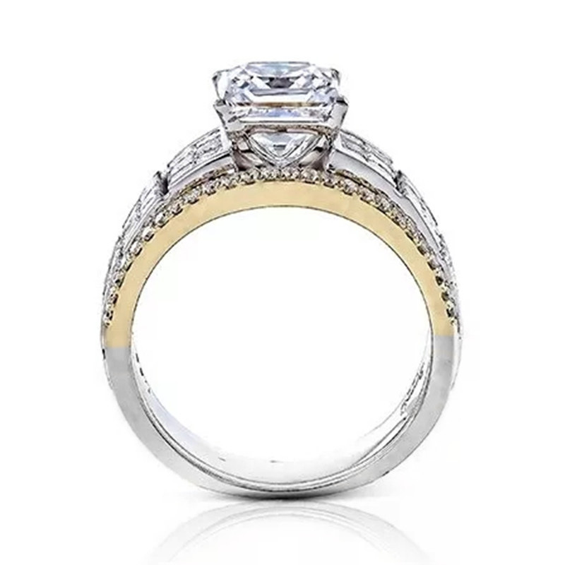 2024 Wedding Ring: Sterg Sier Gold Fill, Princess Cut White 5A Zircon CZ Dia Gemstone Bridal Promise Ring for Women