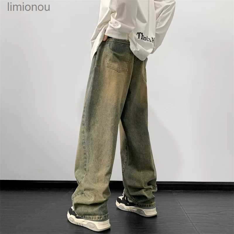 Men's Jeans Jeans men 2024 Spring Wide Leg Jeans Male Loose Straight Denim Pants Harajuku Vintage Blue Jean Trouser Streetwear ClothesL240119