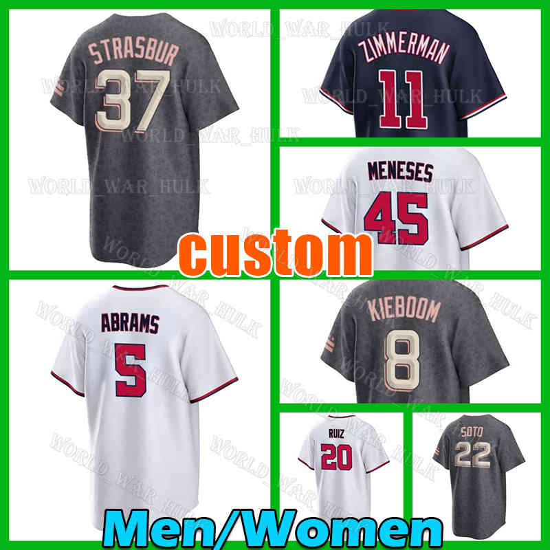 37 Stephen Strasburg Jersey Ryan Zimmerman Baseball 5 C.J. Abrams Washingtons Joey Meneses CJ Cherry Blossom City Connect Nationals Keibert Ruiz Luis Garcia Alex Call
