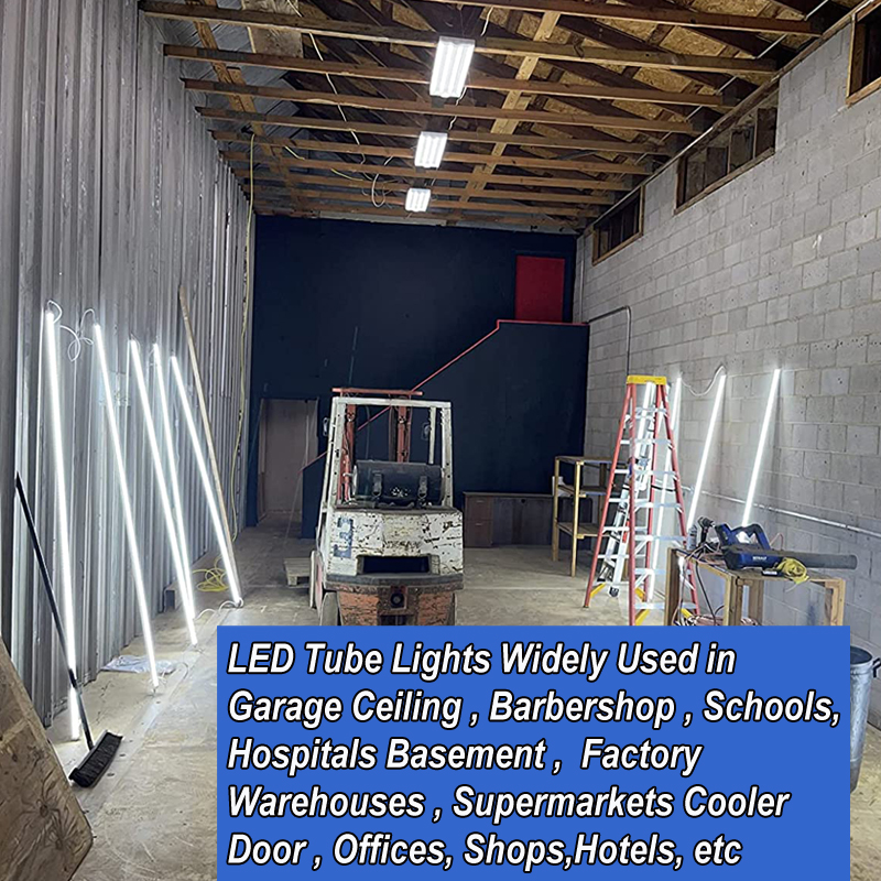 LED Shop Light 8Ft, 100W LED Tube Light Fixture, 8 foot Clear Cover Cool White 6500K, V-Shaped Integrated Fixture for Cooler Door Lightings 25Pack War