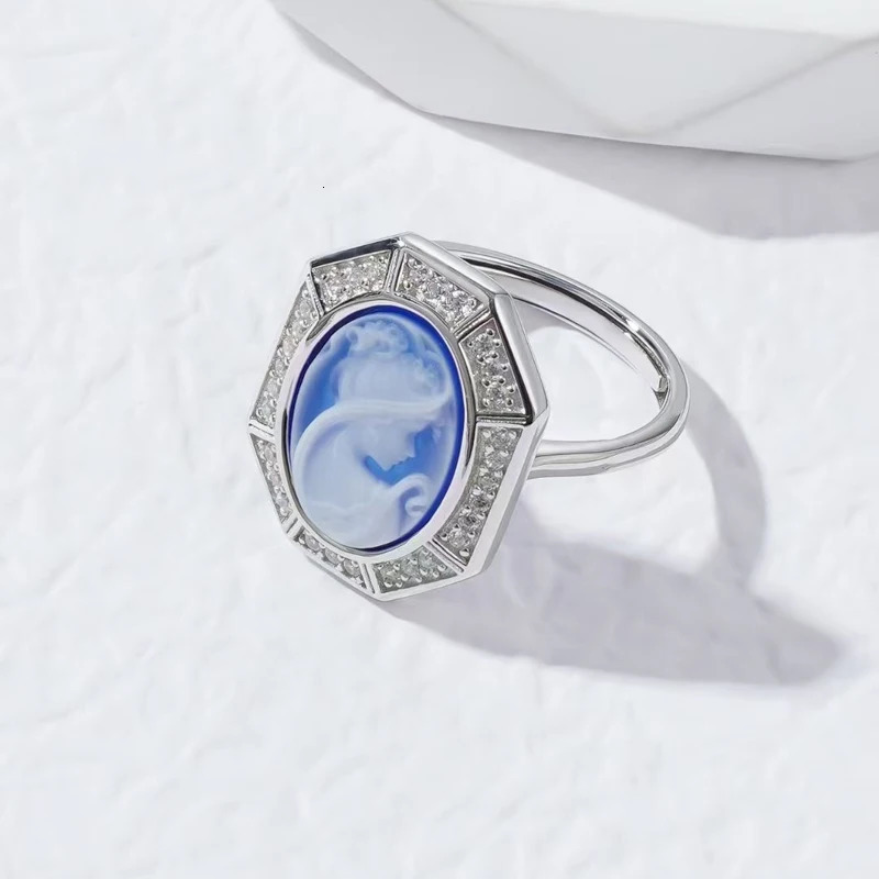 Natural Agate Cameo Jewelry Sets Sterling 925 Silver Shell Pearl Ancient Greek Mythology Zeus Luna Diana for Woman Party Gift 240119