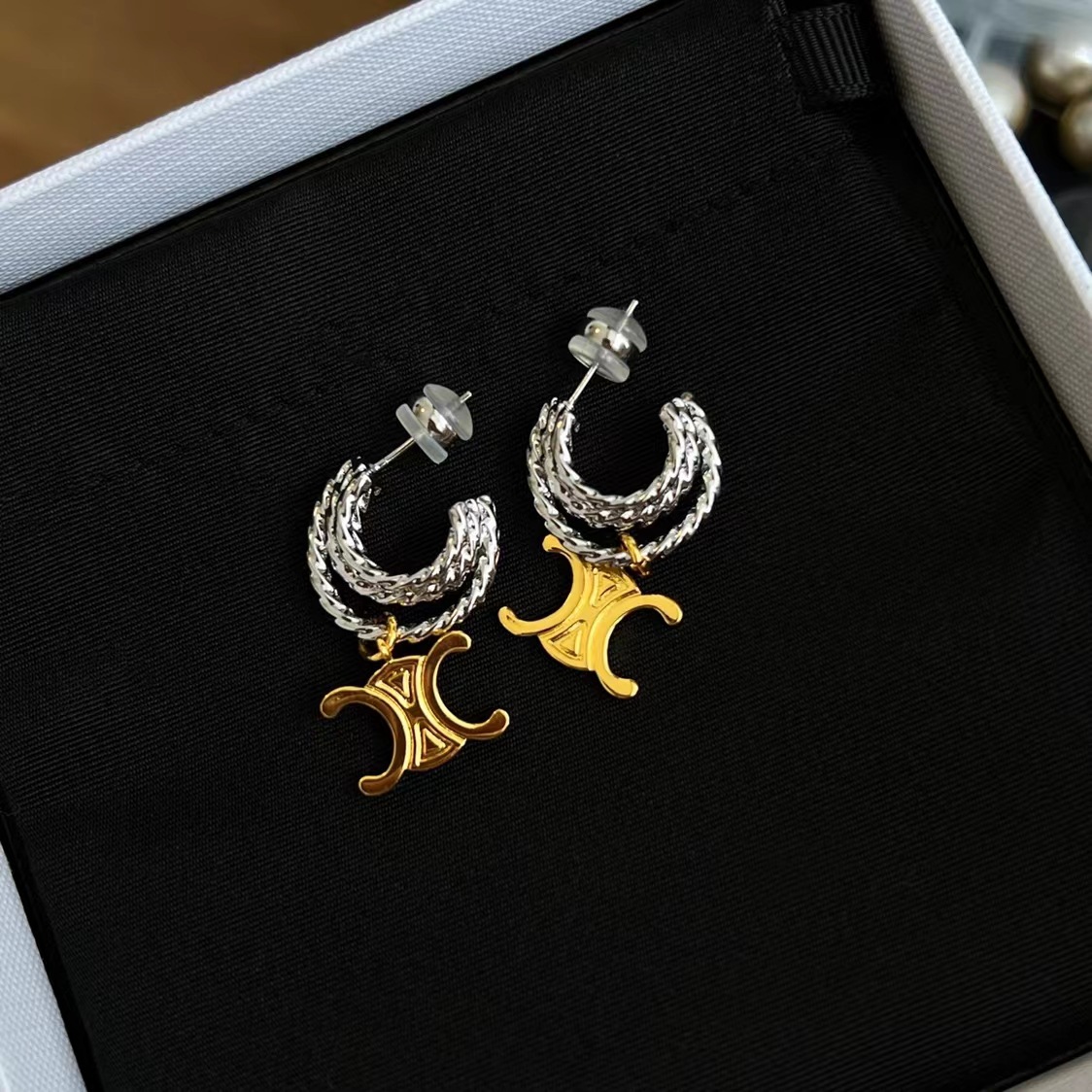 brand CEL stud earring plated 18K gold luxury earrings designer for women Vintage earrings Jewelry loves gift