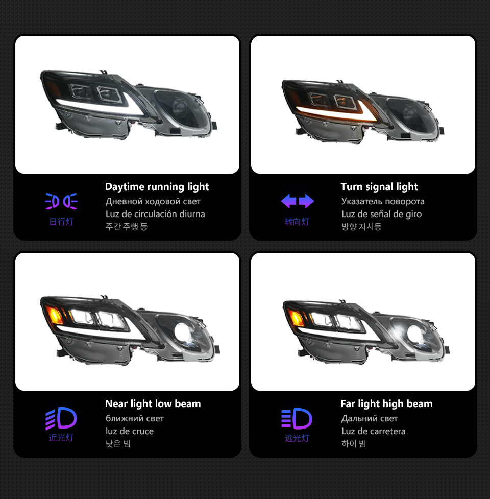 Car Styling for Lexus GS350 Headlight LED 2004-2011 GS300 LED Lens DRL Flow Turn Signal Head Lamp Accembly