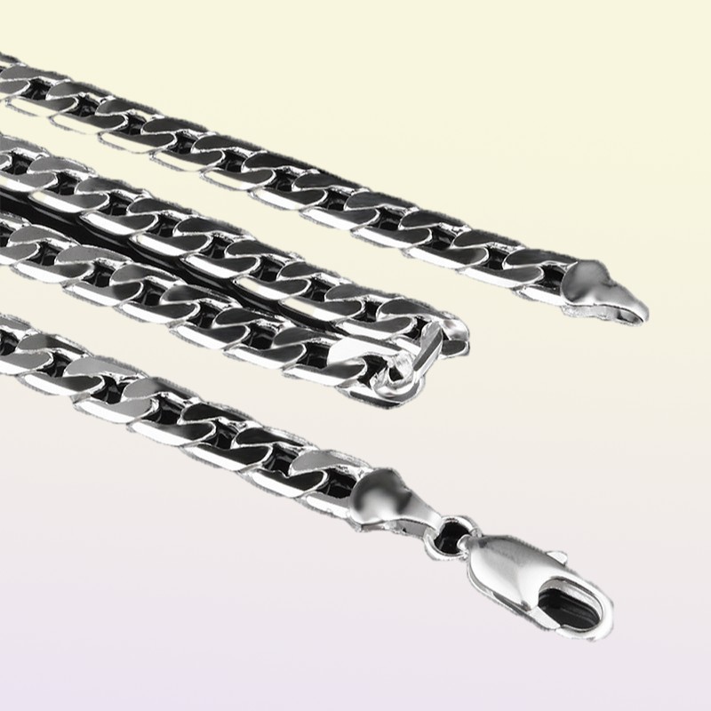 Factory Curb Cuban Mens Necklace Chain 925 Silver Necklaces for Men Woman Fashion Jewelry 46810mm Feast and Party Costume