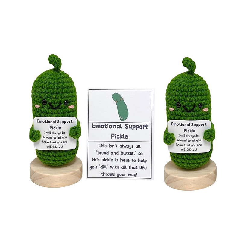 Emotional Support Pickled Cucumber Toys Cute Crochet Christmas Pickle Knitting Doll Ornaments Funny Reduce Pressure Pickle Gifts for Women Friends