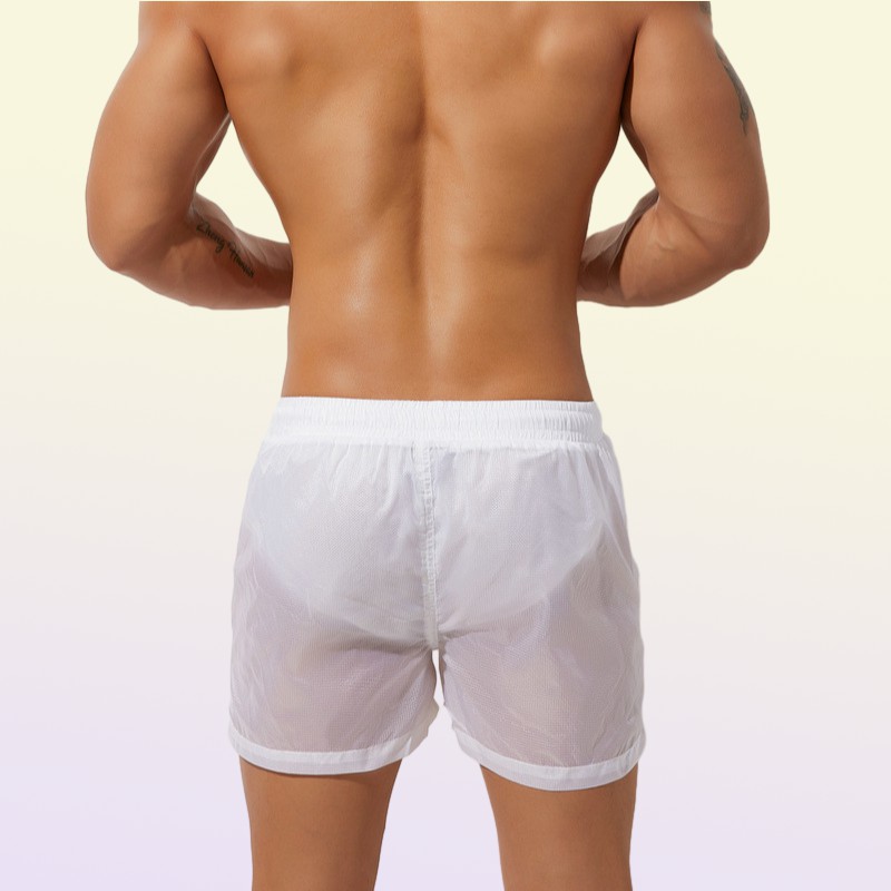 Men039s Mesh Sheer See Through Boxers Shorts Drawstring Swim Surf Trunks Underwear Breathing Watershort Lounge Pants with Pocke7412446