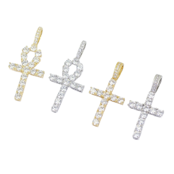 hip hop cross diamonds pendant necklaces for men women Religion Christianity luxury necklace jewelry gold plated copper zircons Cu