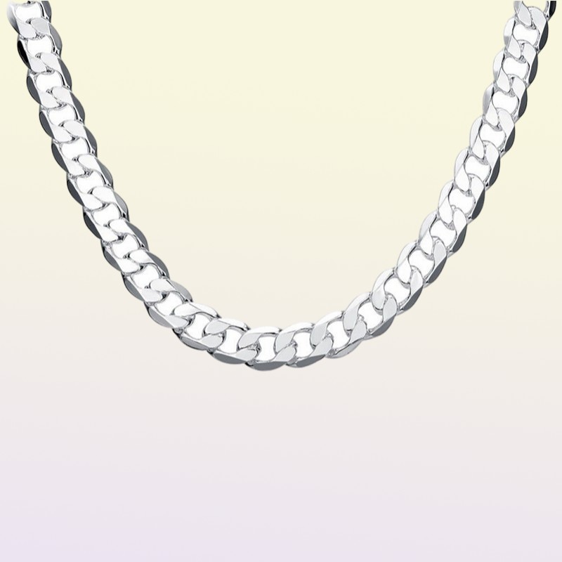 Factory Curb Cuban Mens Necklace Chain 925 Silver Necklaces for Men Woman Fashion Jewelry 46810mm Feast and Party Costume