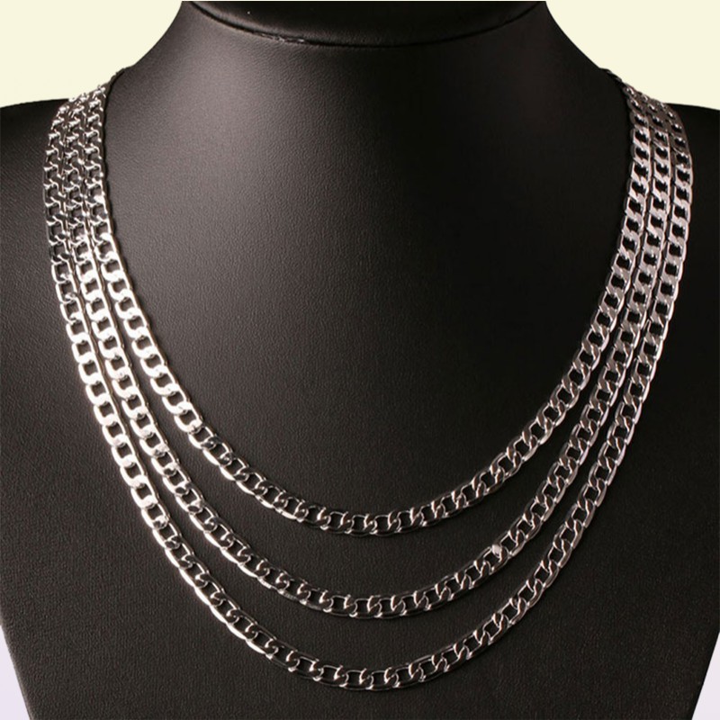 Factory Curb Cuban Mens Necklace Chain 925 Silver Necklaces for Men Woman Fashion Jewelry 46810mm Feast and Party Costume