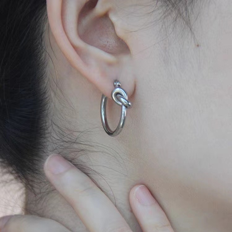 Earrings Women Designer Gold Plated With Original Label CELL Knotting Twisting Hoop