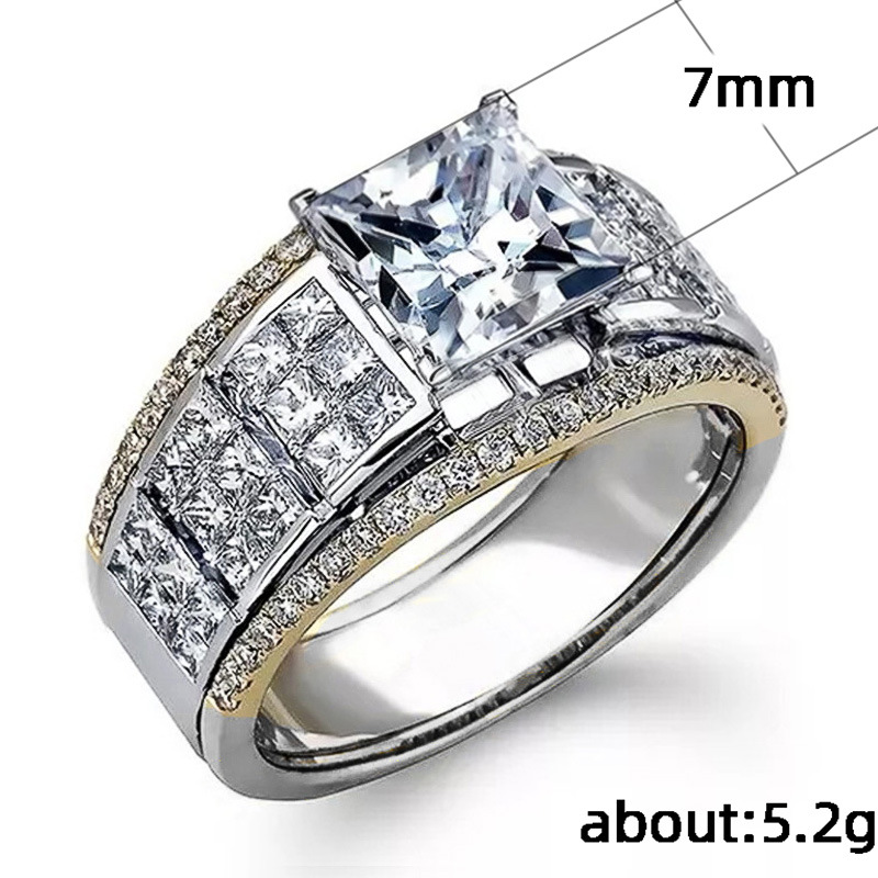 2024 Wedding Ring: Sterg Sier Gold Fill, Princess Cut White 5A Zircon CZ Dia Gemstone Bridal Promise Ring for Women