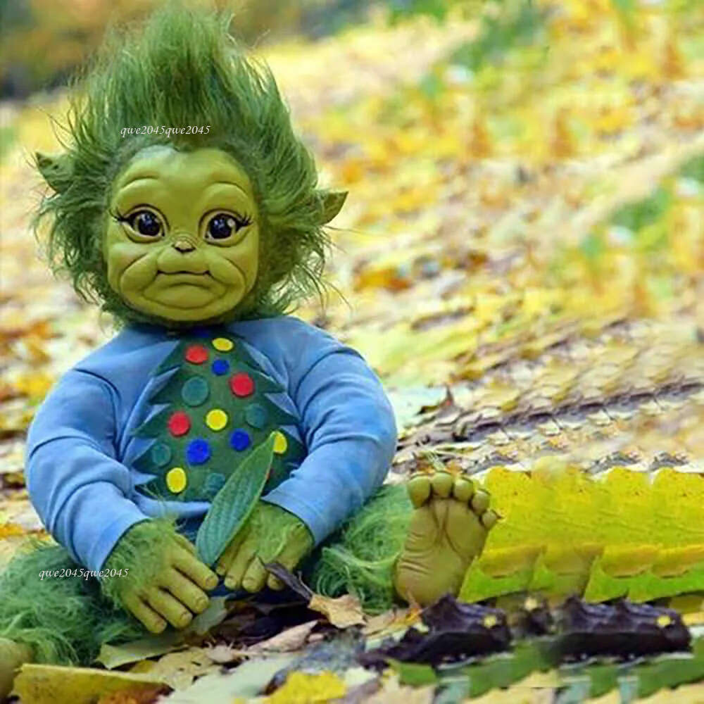 wholesale Decorations Toy Grinch Reborn Baby Realistic Cartoon Christmas Simualtion Doll Kids Halloween Gifts Stuffed Kid Toys fashionable gift hot-se