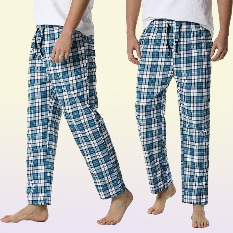 Plaid Mens Pajama Bottom Pants Sleepwear Lounging Relaxed Home PJs Pants Flannel Comfy Jersey Soft Cotton Pantalon Pijama Hombre 29149010