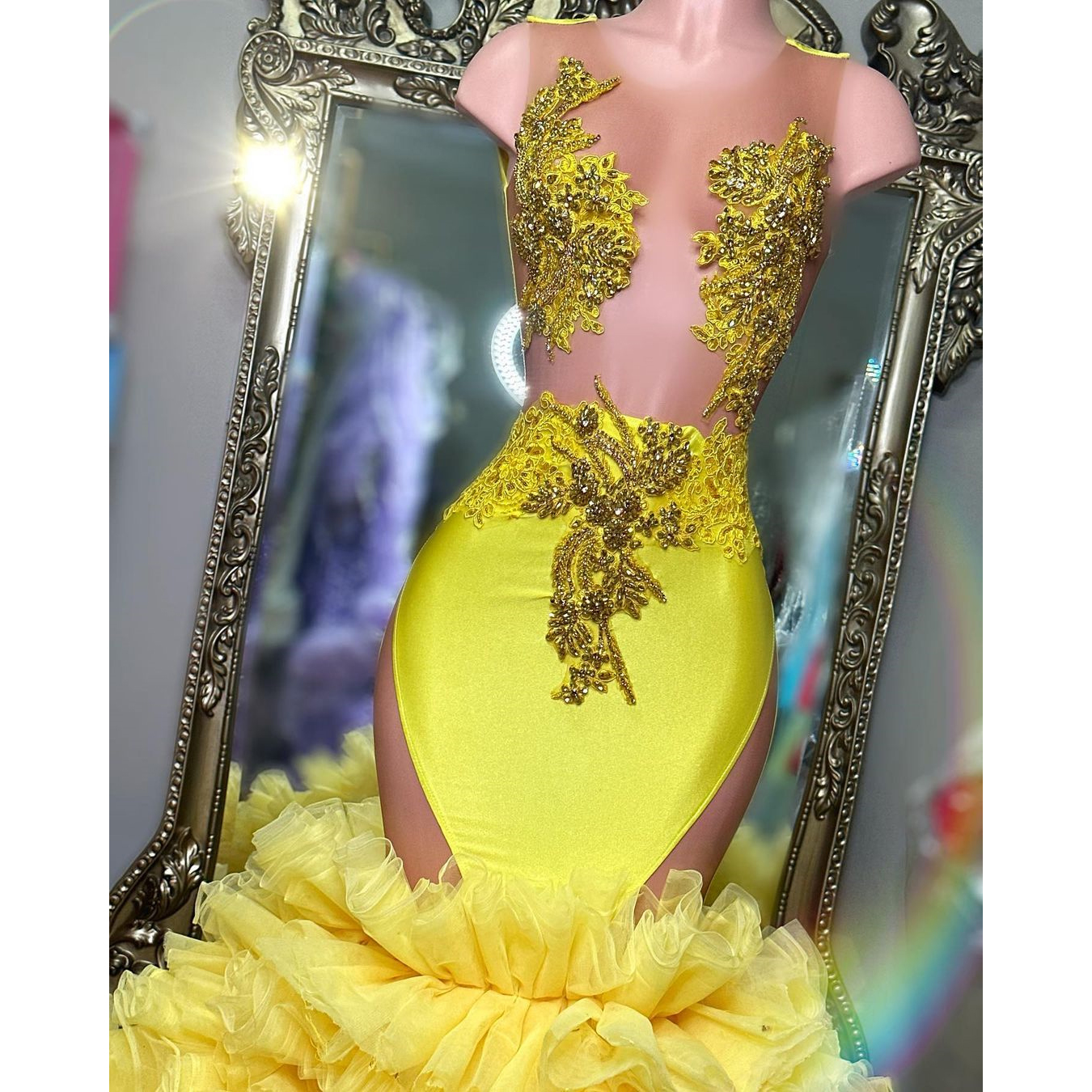 New Design Mermaid Prom Dress 2024 Glitter Beads Appliques Formal Evening Dresses Illusion Sexy Gowns Vestidos De Fiesta 0521
