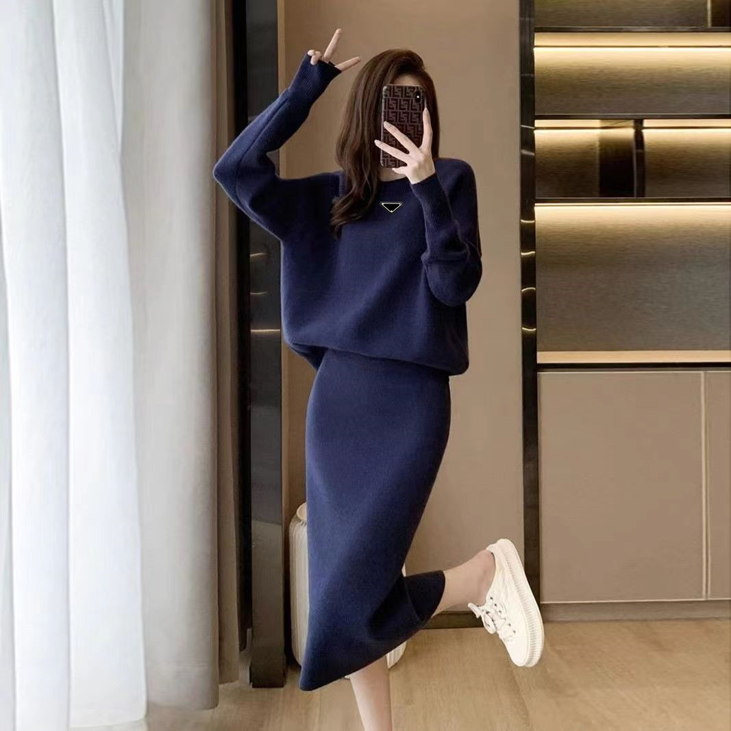Designer Dress Europe US Knitted jumpsuit short skirt hot style pencil skirt personality long-sleeved dress buttons letter embroidery zipper sexy dress Clothing