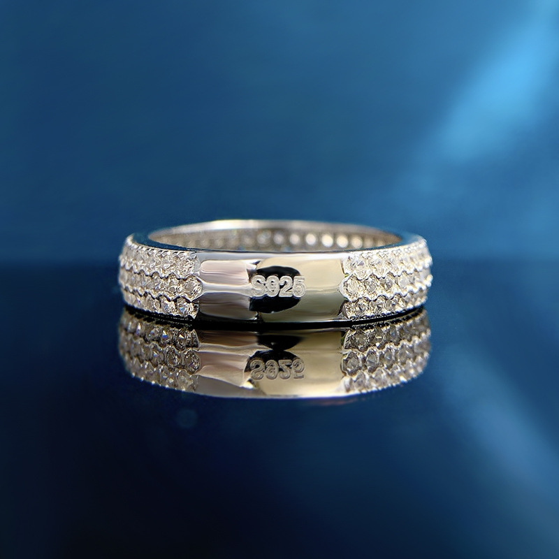Choucong Ins Top Sell Wedding Rings Luxury Jewelry Genuine 100% S925 Sterling Silver Pave White Sapphire CZ Diamond Party Stack Women Engagement Band 