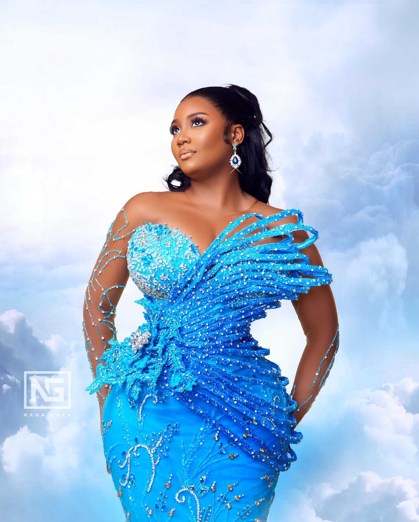 2024 Aso Ebi Blue Mermaid Prom Dress Sequined Beaded Crystals Evening Formal Party Second Reception Birthday Engagement Gowns Dresses Robe De Soiree Z