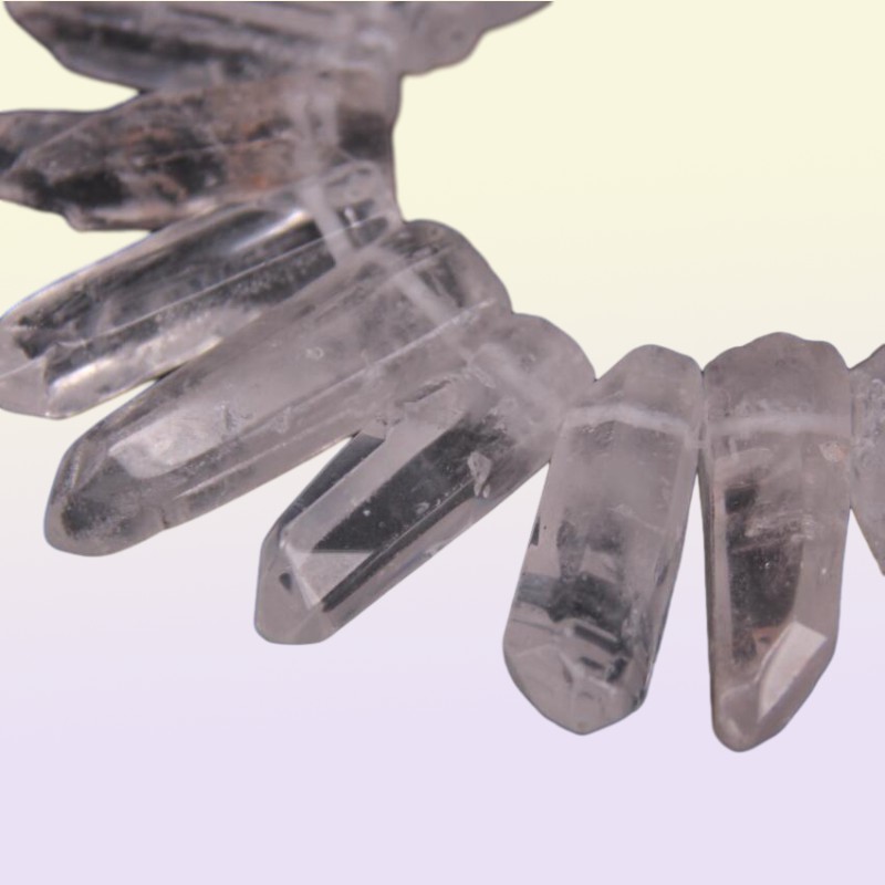 3538pcsStrand Large Size Raw Clear Crystal Quartz Top Drilled PointsPolished Natural Gems Tusk Stick Spike Pendant Beads Bulk 2