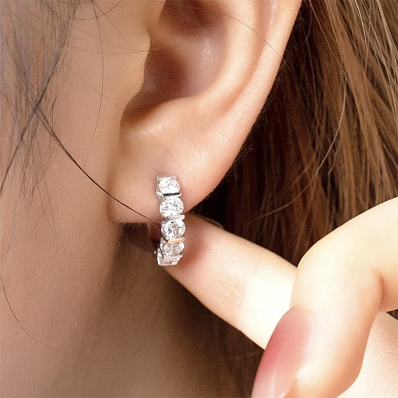 Choucong 2024 Ins Drop Ship Clip Earrings Luxury Jewelry Real 100% 925 Sterling Silver Round Cut White Moissanite Diamonique Gemstones Rose Gold Women