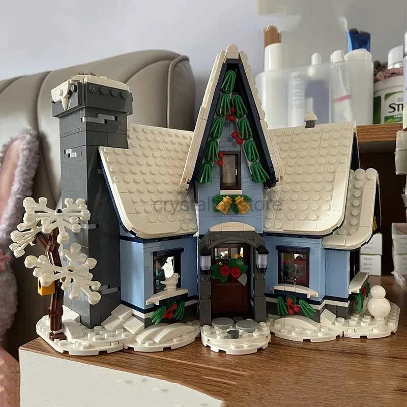 Blocks 10293 Icons Santas Visit Christmas House Model Building Blocks Set for Adults Toys Home Decoration With Xmas Tree Festive Gifts 240120