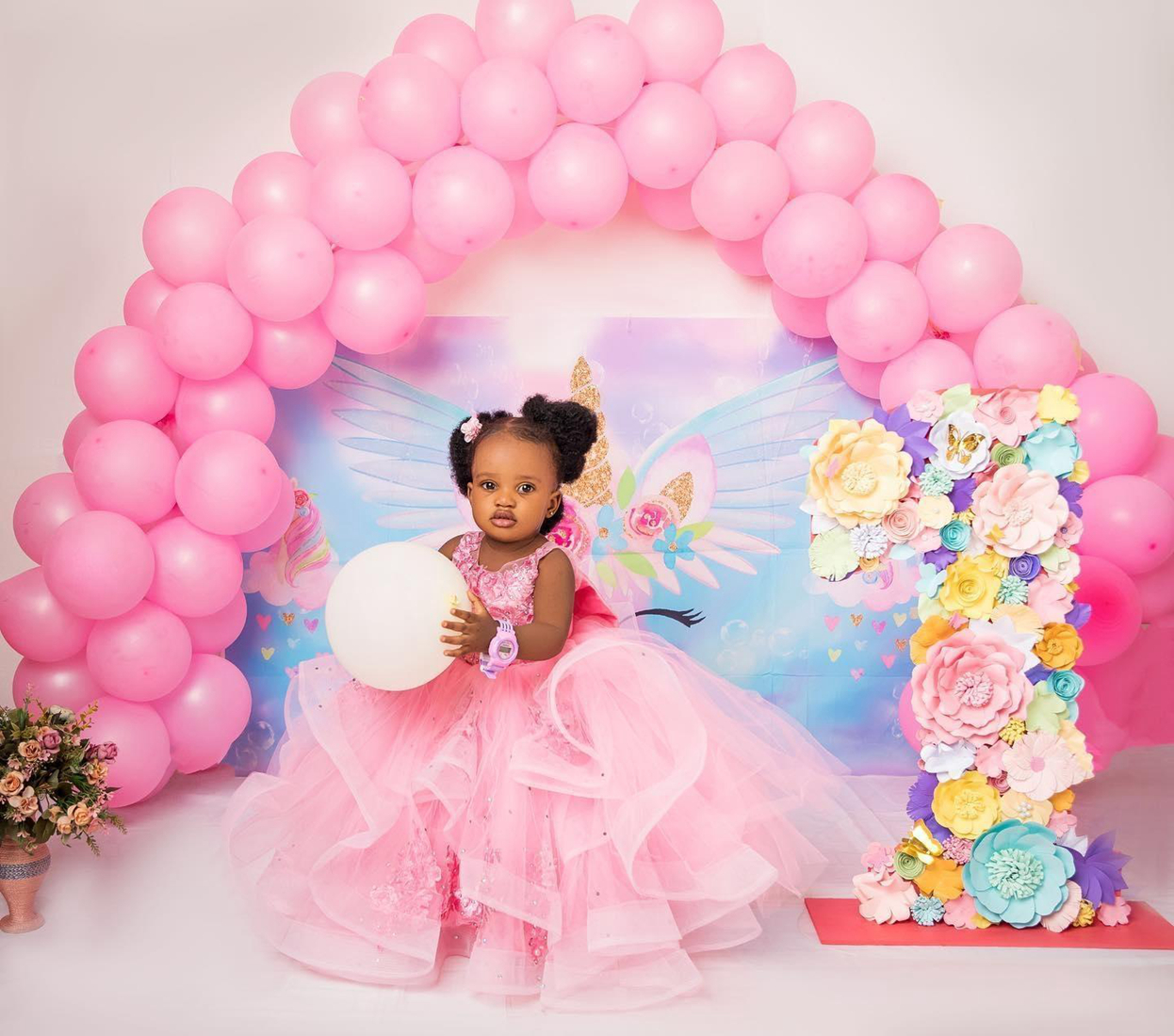 Pink Little Kids' Birthday Party Dresses Flower Girl Dresses Beaded Tiered Tulle Flowergirl Dress Appliqued Lace Princess Queen Ball Gowns For Ma