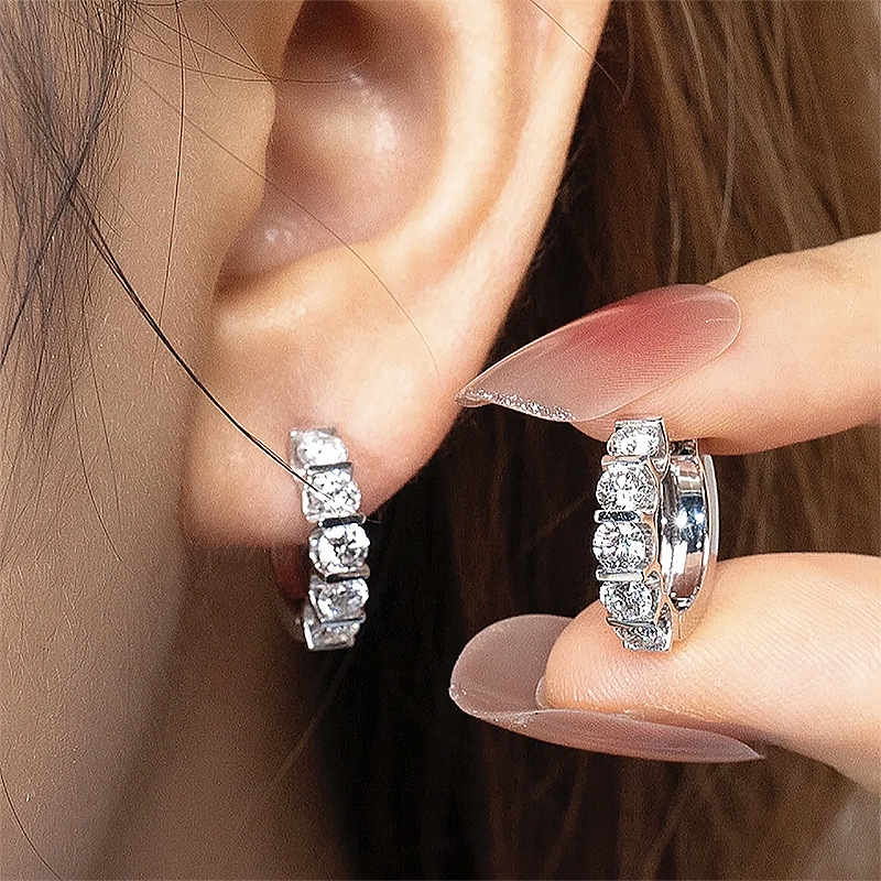 Choucong 2024 Ins Drop Ship Clip Earrings Luxury Jewelry Real 100% 925 Sterling Silver Round Cut White Moissanite Diamonique Gemstones Rose Gold Women