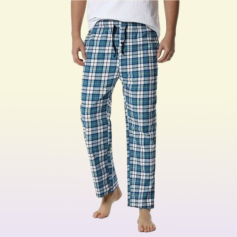 Plaid Mens Pajama Bottom Pants Sleepwear Lounging Relaxed Home PJs Pants Flannel Comfy Jersey Soft Cotton Pantalon Pijama Hombre 29149010