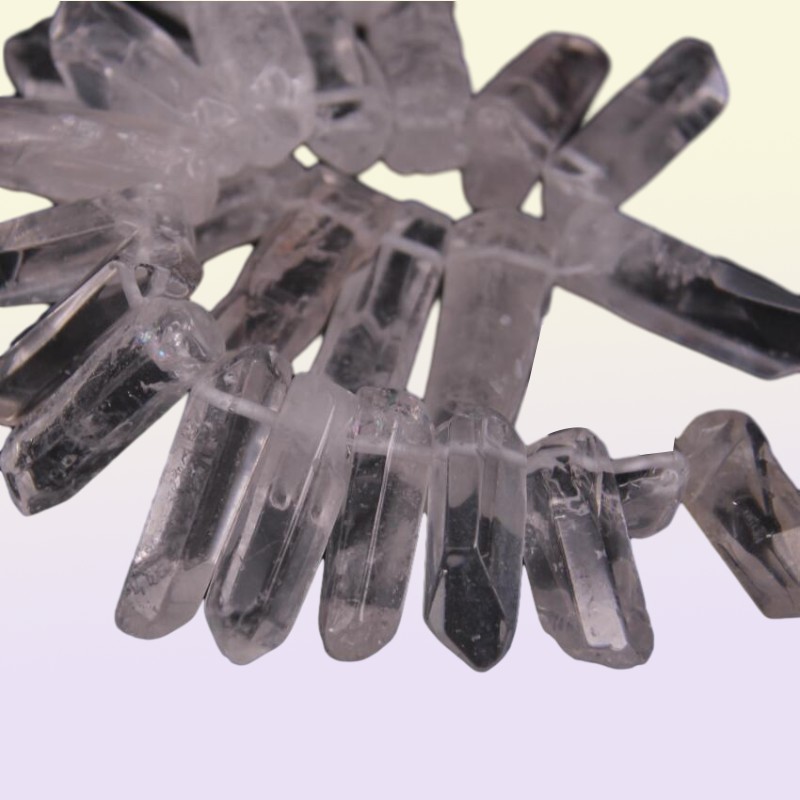 3538pcsStrand Large Size Raw Clear Crystal Quartz Top Drilled PointsPolished Natural Gems Tusk Stick Spike Pendant Beads Bulk 2
