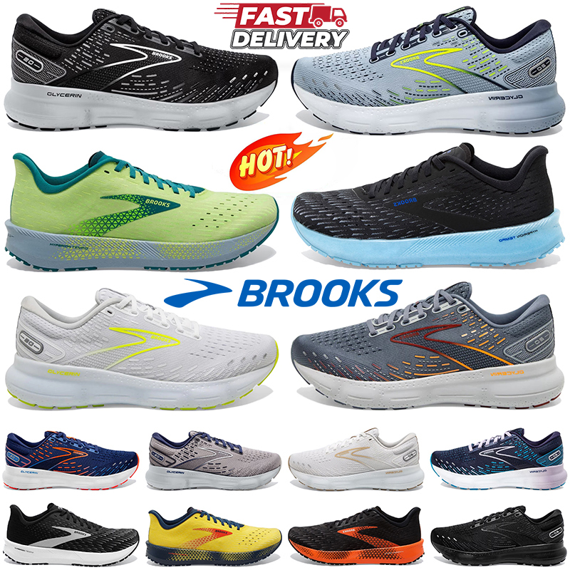 Designer brooks running shoes for men women glycerin 20 designer sneakers hyperion tempo triple black white grey navy blue orange green mens womens